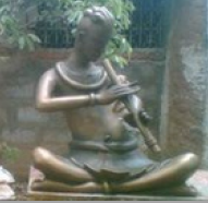 Garden Women Flute Figure-L 37-H 44
